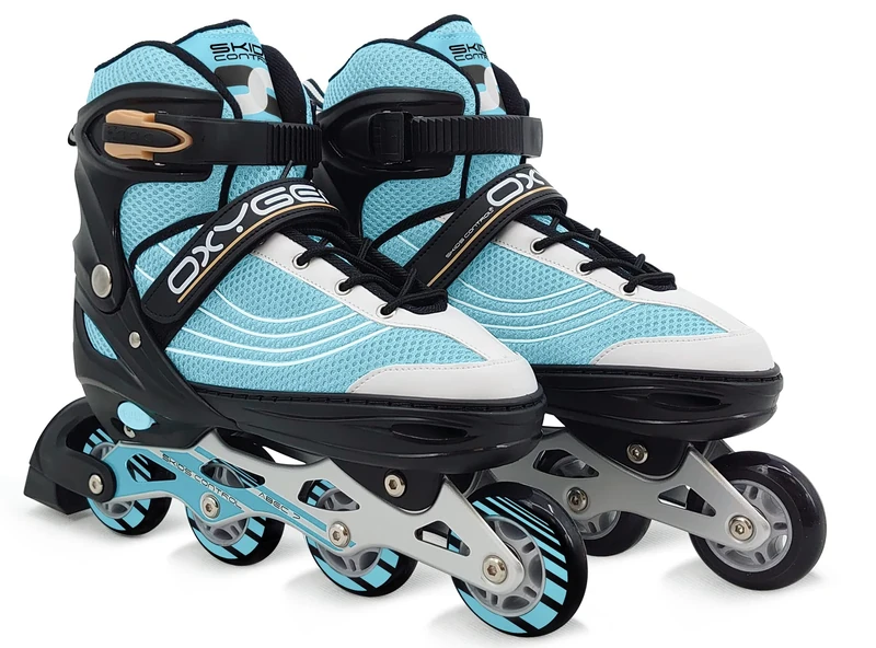 STAMP Unisex Adult Patins en Ligne Adjustable Semi-Soft SKIDS Control Oxygen T. 38-41, Blue-Black, 35-41