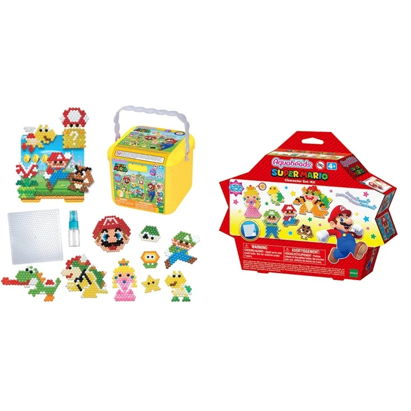 Aquabeads 31774 Creation Cube Super Mario - Arts & Crafts Bead Activity Toy, Green & 31946 Brothers Super Mario Character Set
