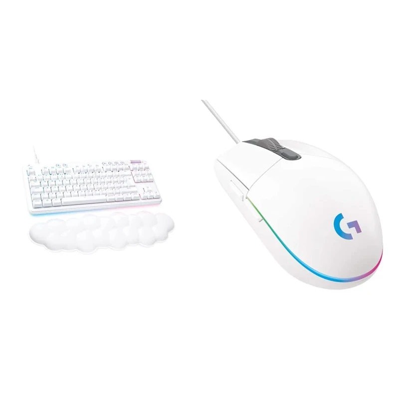 Logitech G G713 Wired Mechanical Gaming Keyboard with LIGHTSYNC RGB Lighting, Linear Switches - White Mist & 203 LIGHTSYNC Gaming Mouse - White