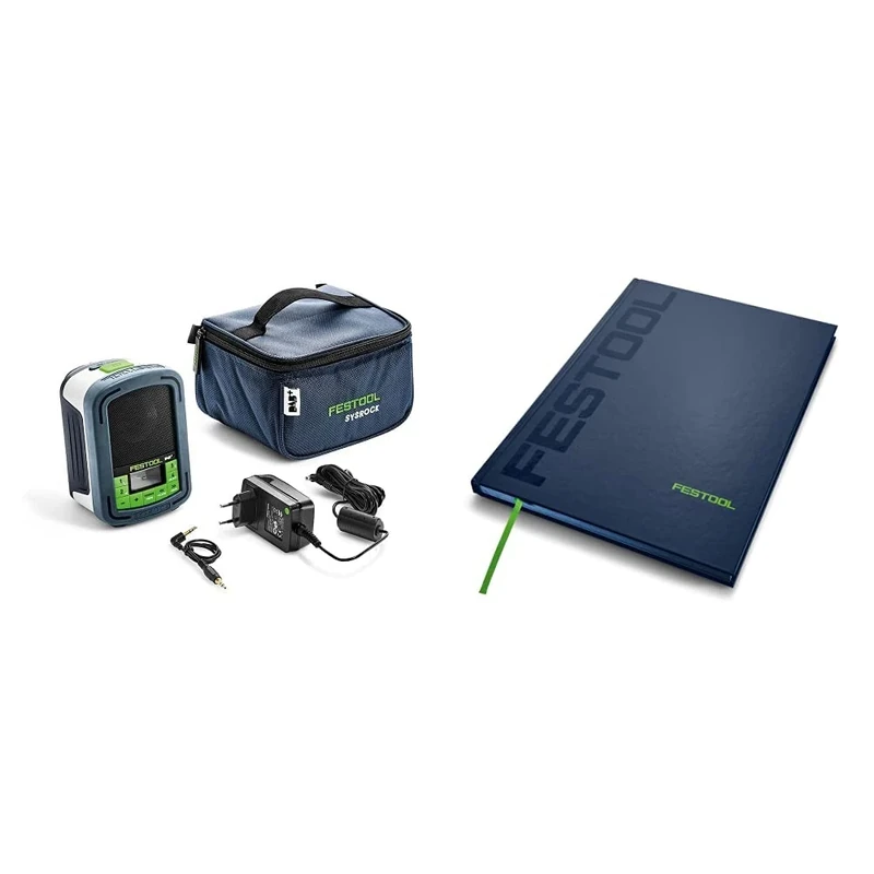 Festool 202112 Site radio BR10 DAB+ GB SYSROCK, 240 V, Multi-Colour & Notebook, Dark Blue