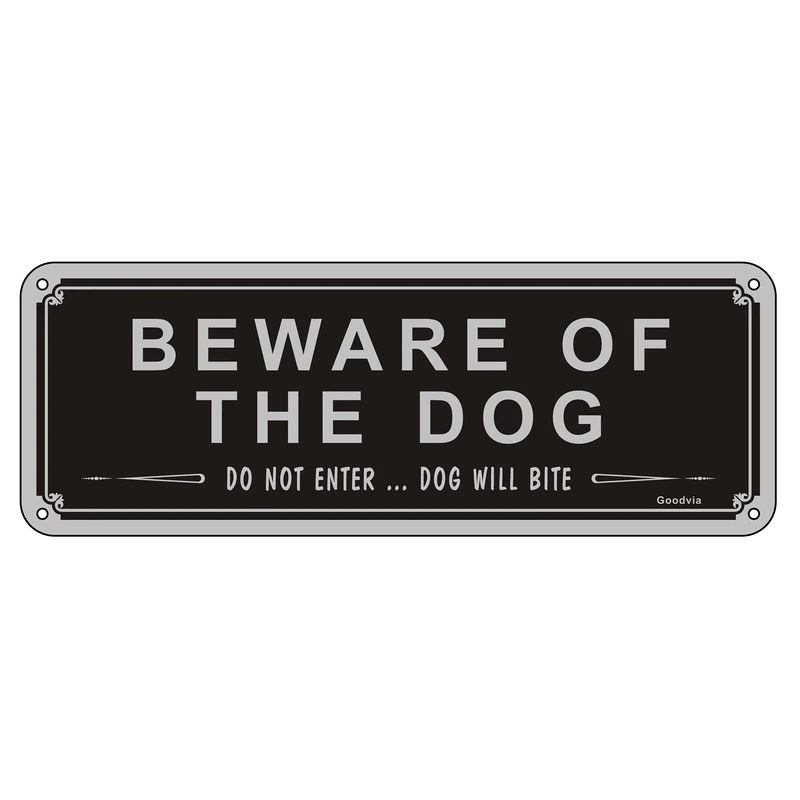 Beware of the Dog Aluminum Metal Sign, Do Not Enter, Dog Will Bite - 3.5x9.8 Inches, Rust Free, Fade Resistant - 1 Pack