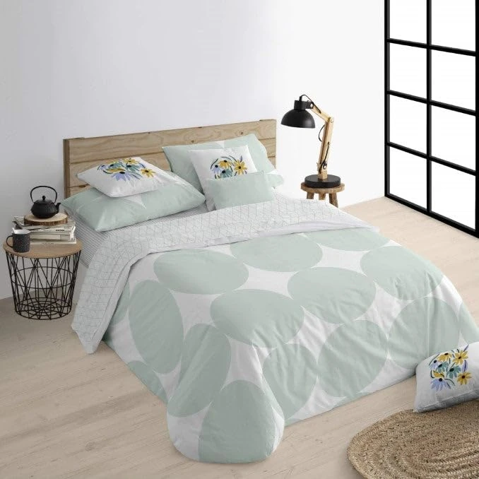 BELUM | Duvet Cover for 105 cm Bed (180 x 220 cm) | Fabric: 100% Organic Cotton, 175 Thread Count, Oeko-Tex Certified | Model: Portmore Mint