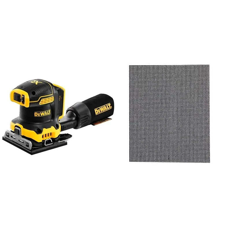 DEWALT DCW200N 18V XR 1/4 Sheet Palm Sander -Body & DTM3023QZ 120 Grit 1/4 Sanding Sheets (Pack of 5)