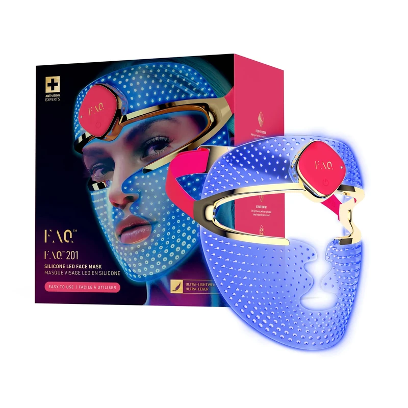 FAQ 201 Advanced RGB LED lights Face Mask - for Spots & Mild Acne - Face Masks Skincare - Wireless Face Masks Beauty - 600 Glow Points - Wearable Skin Care
