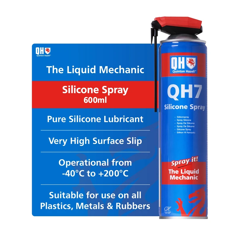 Quinton Hazell Silicone Spray Lubricant, 600 ml - QH7 Pure Silicone High-Slip All-Purpose Hydrophobic Lubricant