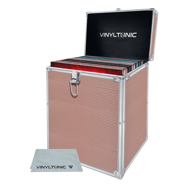 Vinyl Tonic 12" LP Vinyl Record Storage Case with Universal Cleaning Cloth (Rose Gold)