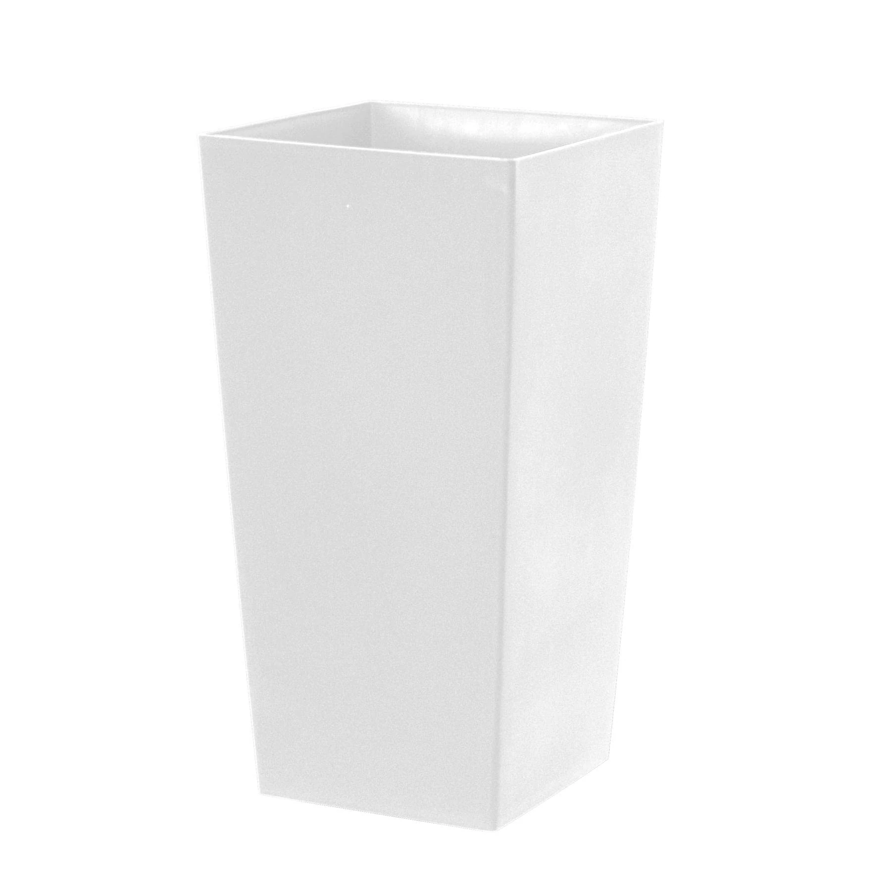simpa 27L Large Square Milano Grande Planter Pot - WHITE Single Pot - 51cm (H) x 26.5cm (W) x 26.5cm (D)