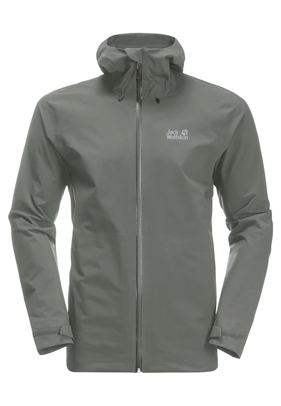 Jack Wolfskin Highest Peak Men's Rain Jacket M Waterproof and Windproof Comfortable, Gecko Green, L