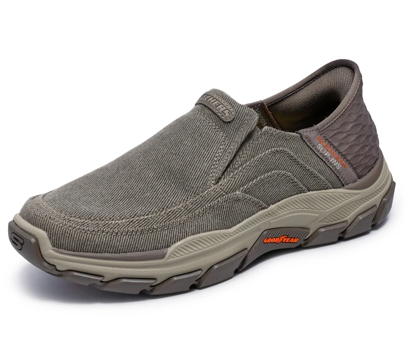 Skechers Holmgren Slip On Shoes for Men, Grey Taupe, 6.5 UK