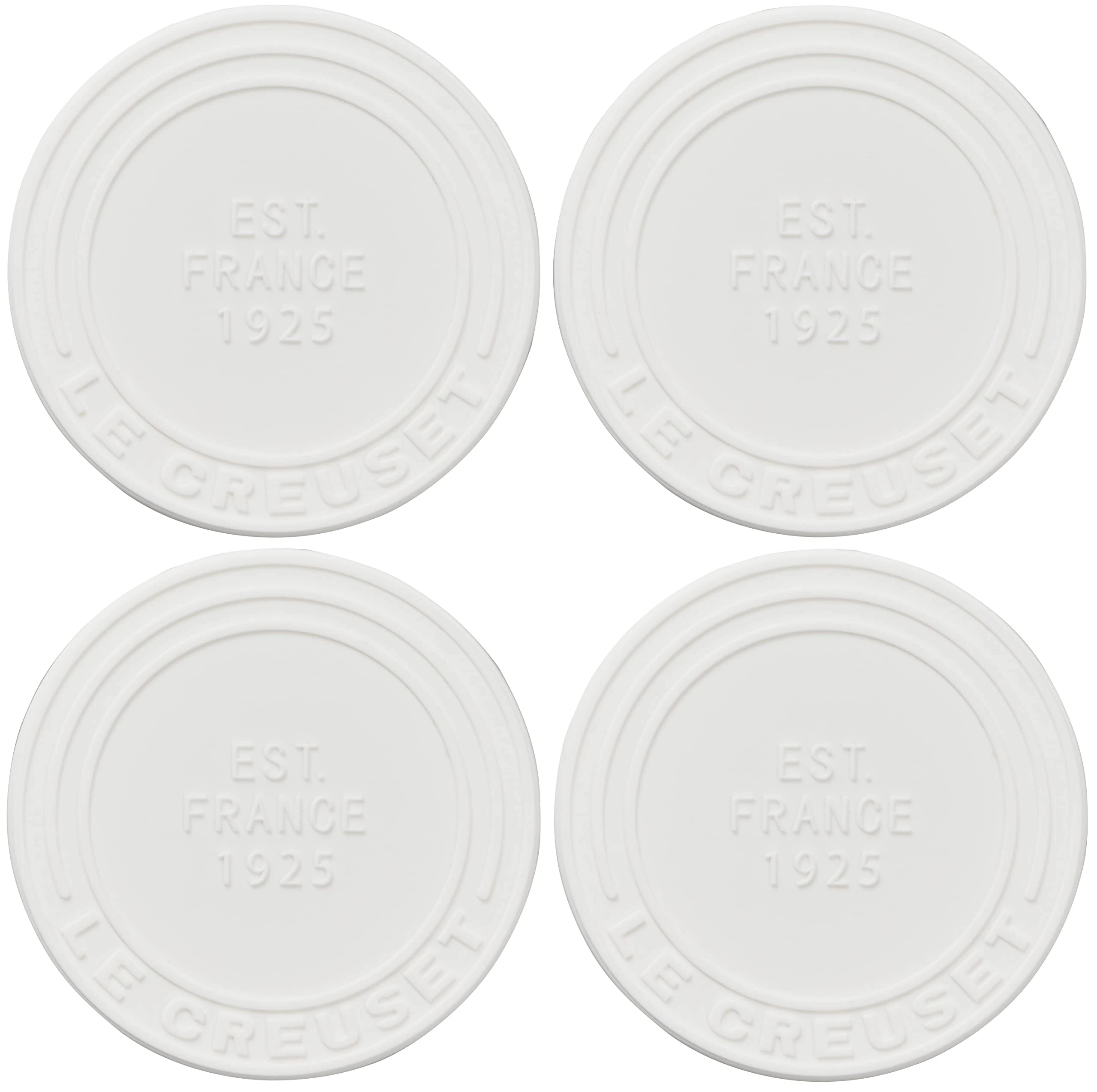 Le Creuset Silicone Coasters (est. 1925), Set of 4, White