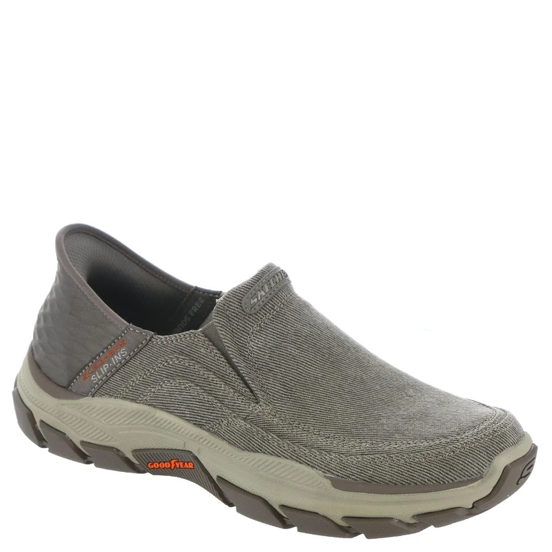 Skechers Holmgren Slip On Shoes for Men, Grey Taupe, 7 UK