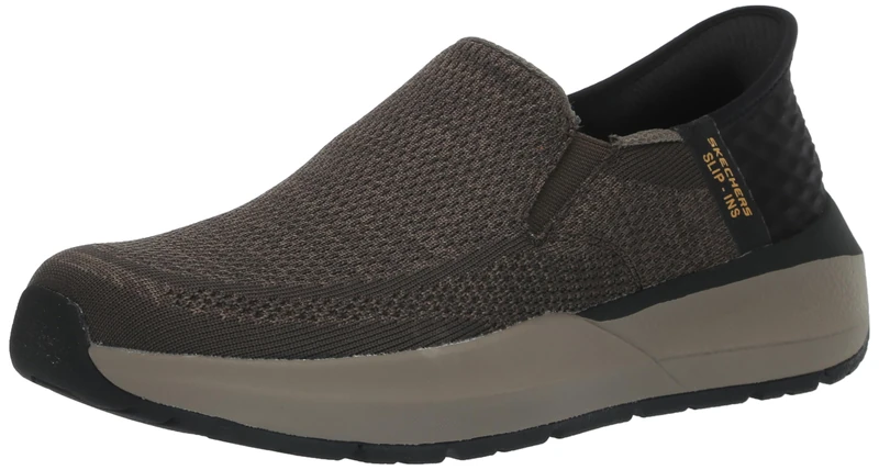 Skechers Men's Neville-Rovelo Slip-in Sneaker, Grey, 9.5