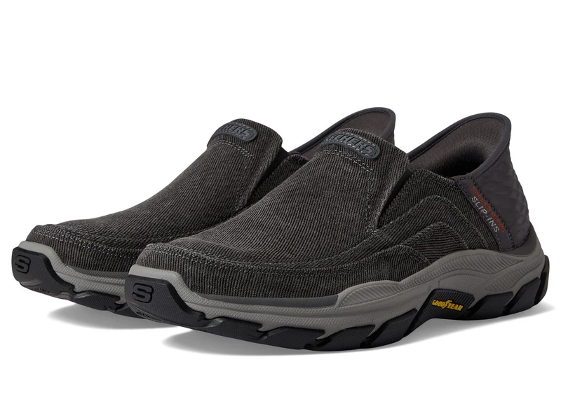 Skechers Holmgren Slip On Shoes for Men, Wood Charcoal, 39.5 EU Ancho - Image 1