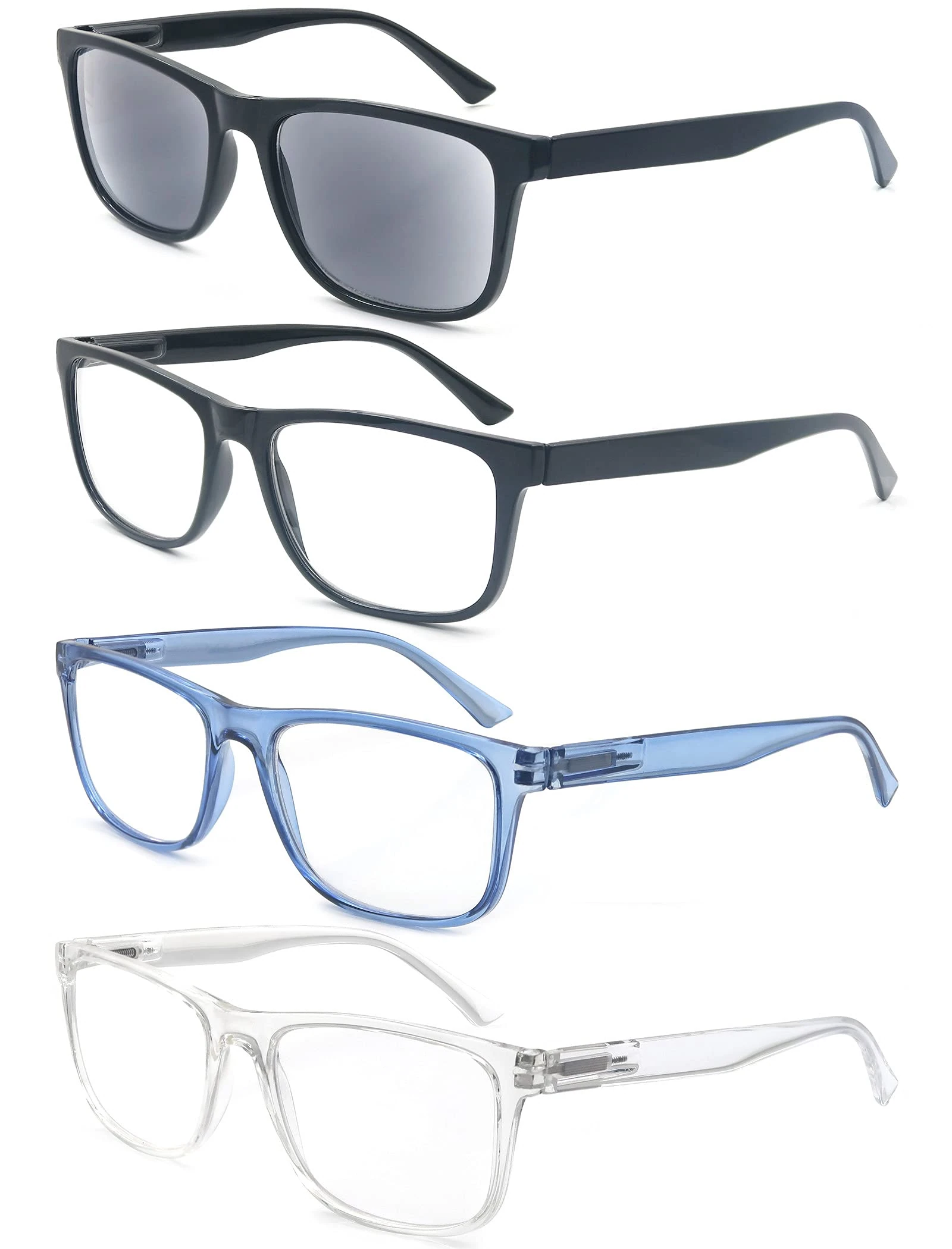 MODFANS Reading Glasses for Men Women,Readers Glasses Lightweight with Comfort Spring Hinge,Large Square Eyeglasses with Glasses Pouch