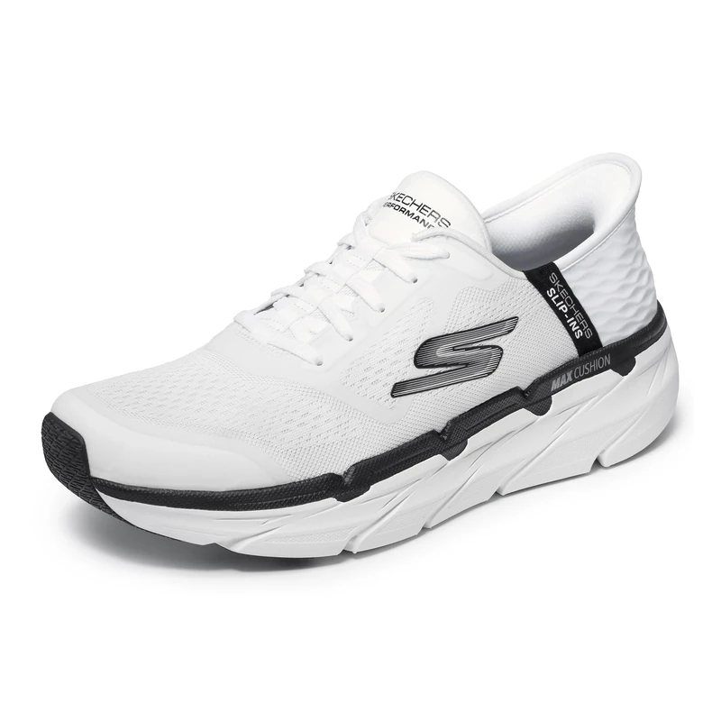 Skechers Men's Max Cushioning Slip-ins-Athletic Workout Running Walking Shoes with Memory Foam Sneaker, White Opulent Garden, 7.5 UK