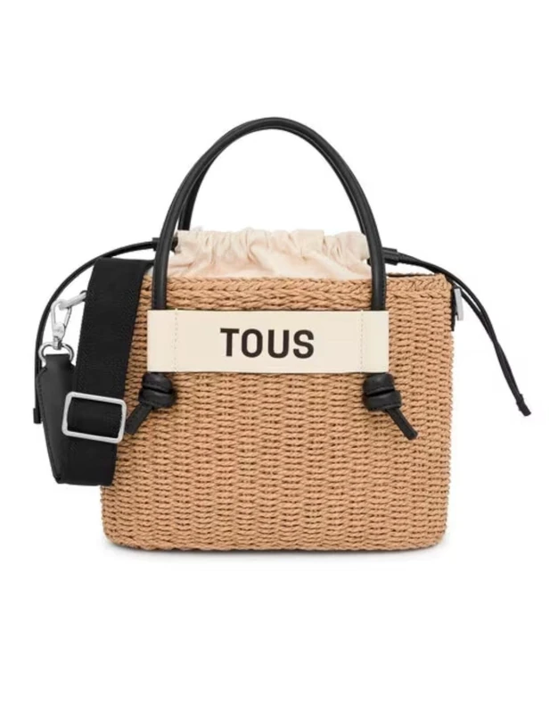 TOUS Women's Medium Basket Scoubidou Natural-Black TU, Beige, One Size
