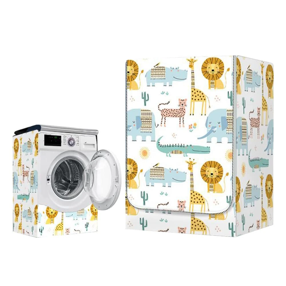 Odot Washer Dustproof Cover Front Load, Washing Machine Dryer Protector Sunscreen Waterproof Tumble Dryer Case Protective Cover for Most Front Loadi (L-capacity 10.5~12kg,green crocodile)