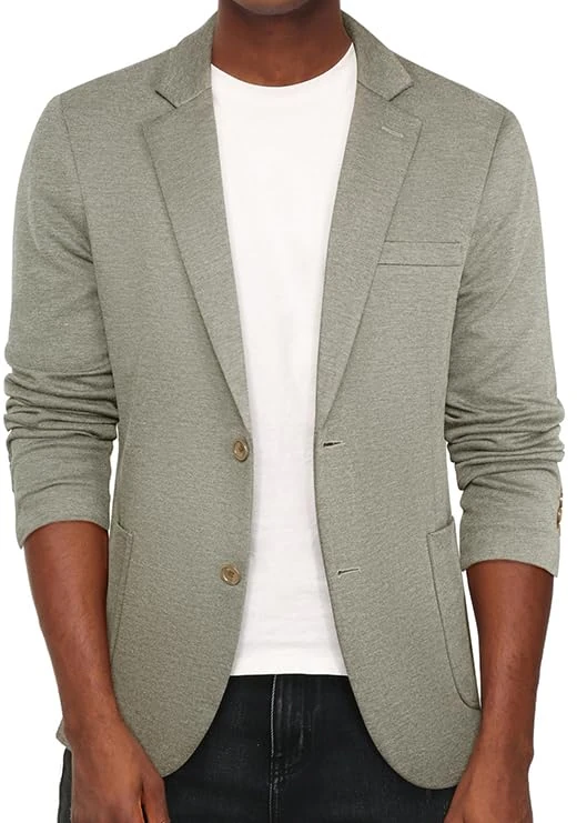 PJ PAUL JONES Men's Casual Knit Blazer Suit Jackets Two Button Lightweight Unlined Sport Coat, Khaki-Lightweight, XL