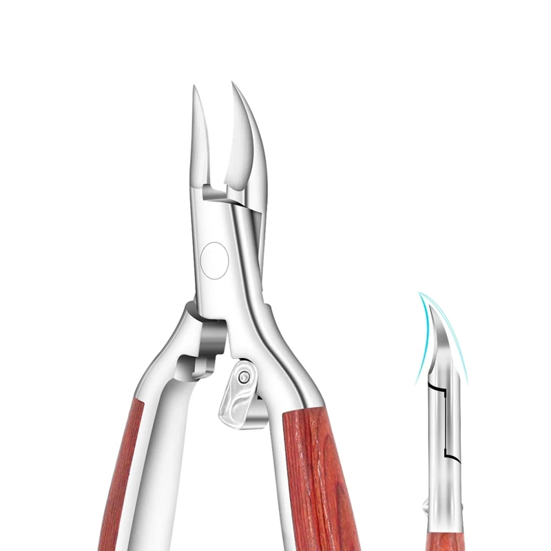 Toenail Clipper for Thick or Ingrown Nails,Heavy Duty Nail Clipper Cutter for Fingernails Toenails,Podiatrist Toenail Nipper Grooming Tool,Sharp Blade Safety Knock,Wooden Handle