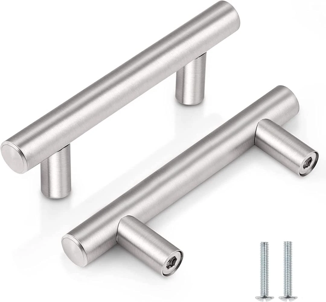 CCHONG 2 Pack Kitchen Cupboard Handles Stainless Steel Kitchen Door Handles Brushed Cabinet Handles Wardrobe Drawer (2 Pack Silver, Hole Centre 64mm)