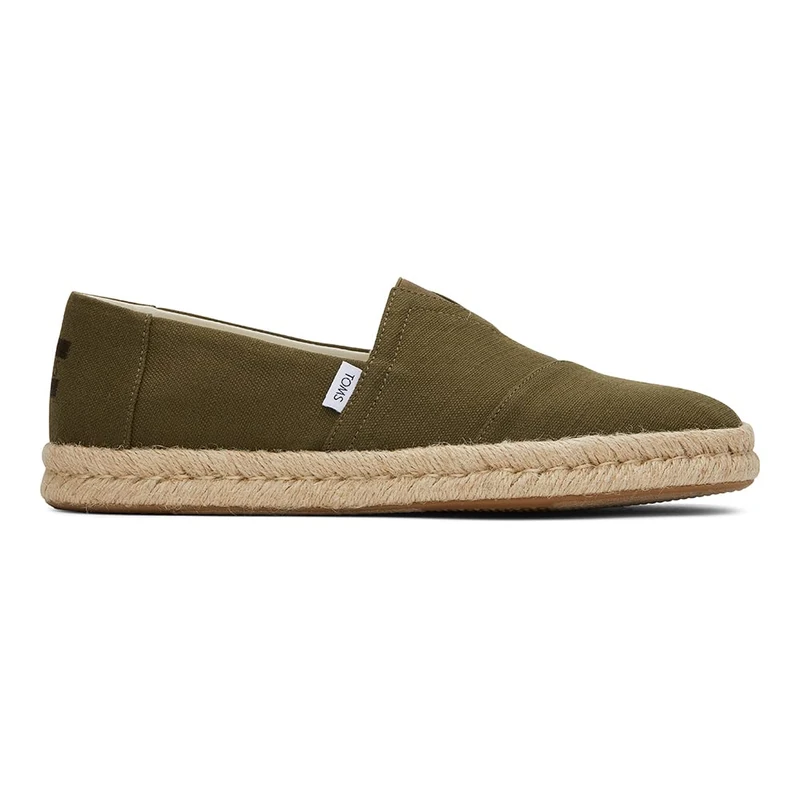 TOMS Men's Alp Rope 2.0 Loafer Flat, Olive Recycled Cotton Slubby Woven, 10.5 UK