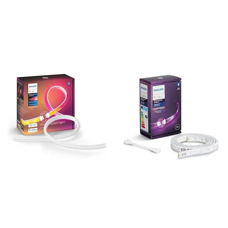 Philips Hue NEW Gradient Light Strip 1m Extension. for Syncing with Entertainment, Media and Music. & Lightstrip Extension v4 [1 m] White and Colour Ambiance Smart LED Kit with Bluetooth