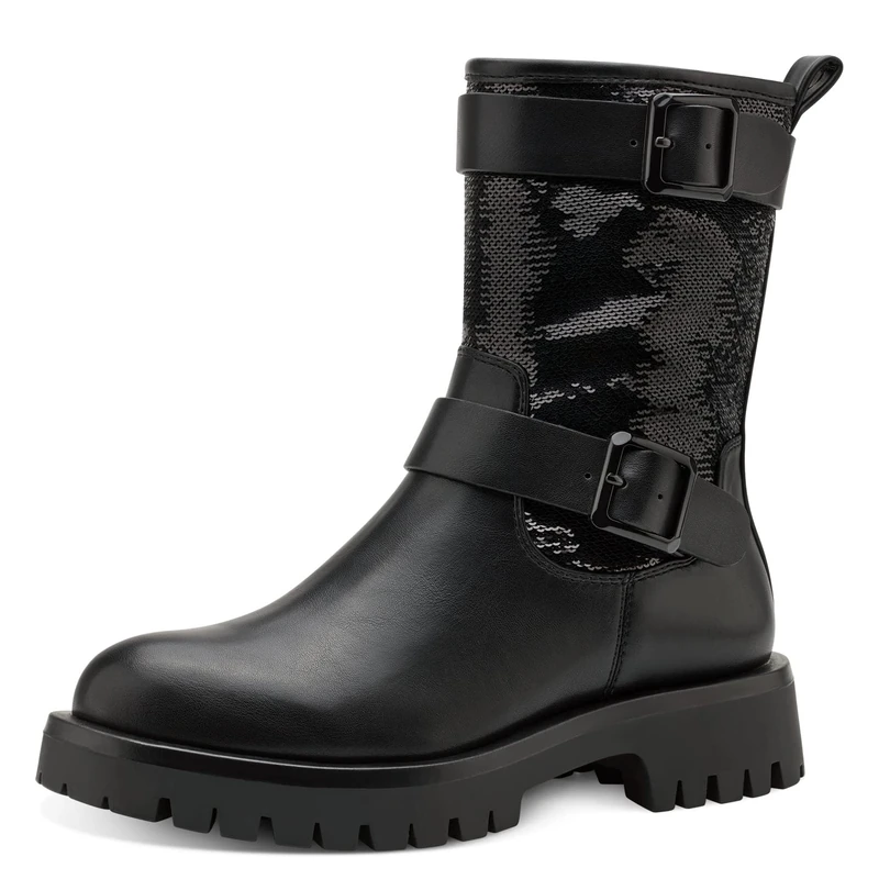 Tamaris Women Biker Boots, Ladies Ankle Boots,TOUCHit-Footbed,Boots,Half Boots,Biker Boot,Flat,Black,36 EU