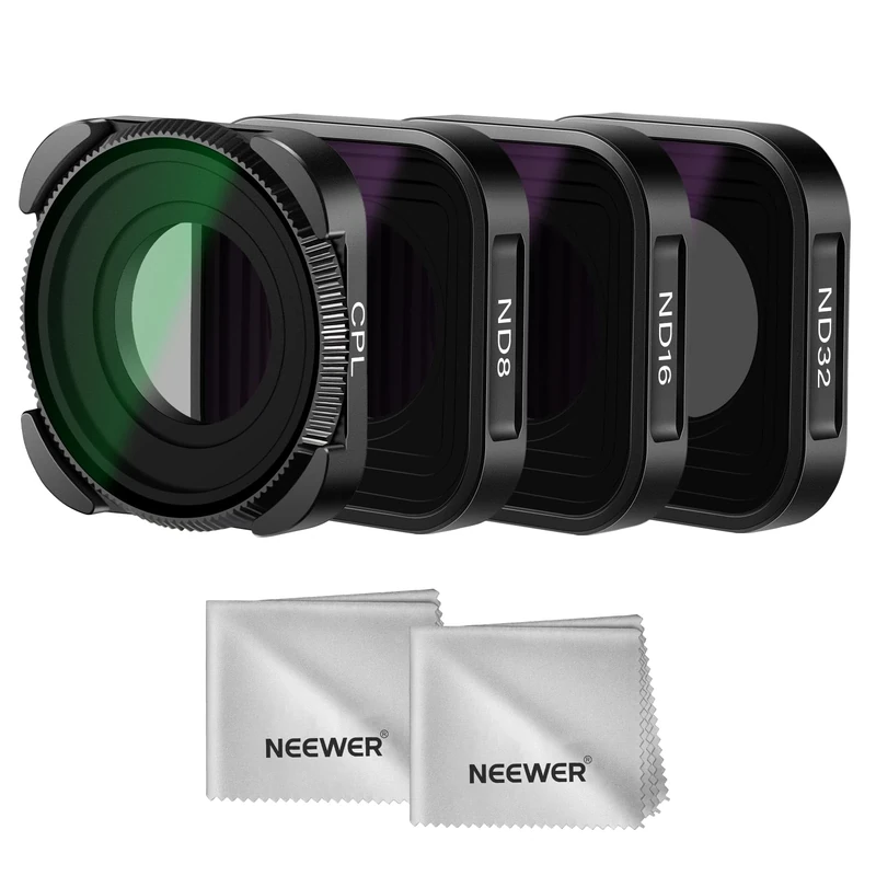 NEEWER ND Filter Set Compatible with GoPro Hero 13 12 Hero 11 Hero 10 9 Black, 4 Pack (ND8 ND16 ND32 CPL) Multi Coated HD Slim Neutral Density Polarizer Lens Filter Kit Action Camera Accessory (Black)