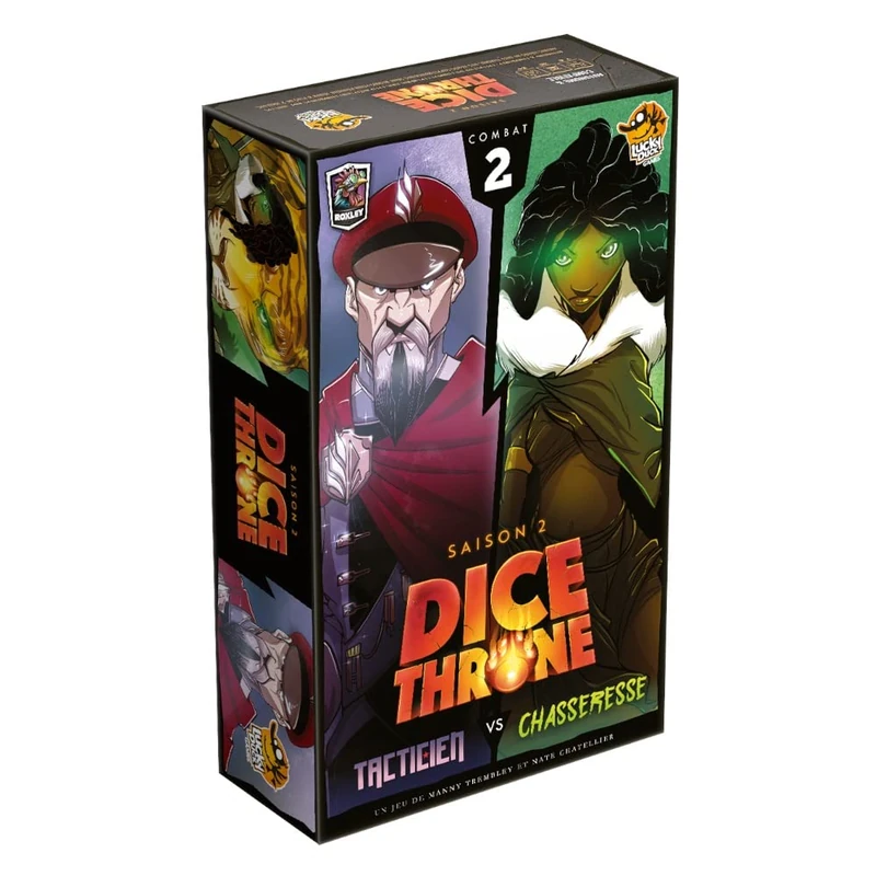 LUCKY DUCK GAMES | DICE THRONE: Tactician vs Huntress | Board Game for Adults & Kids | Strategy Game | Dice and Power Combat | 2 Players | 20 to 40 Min | English