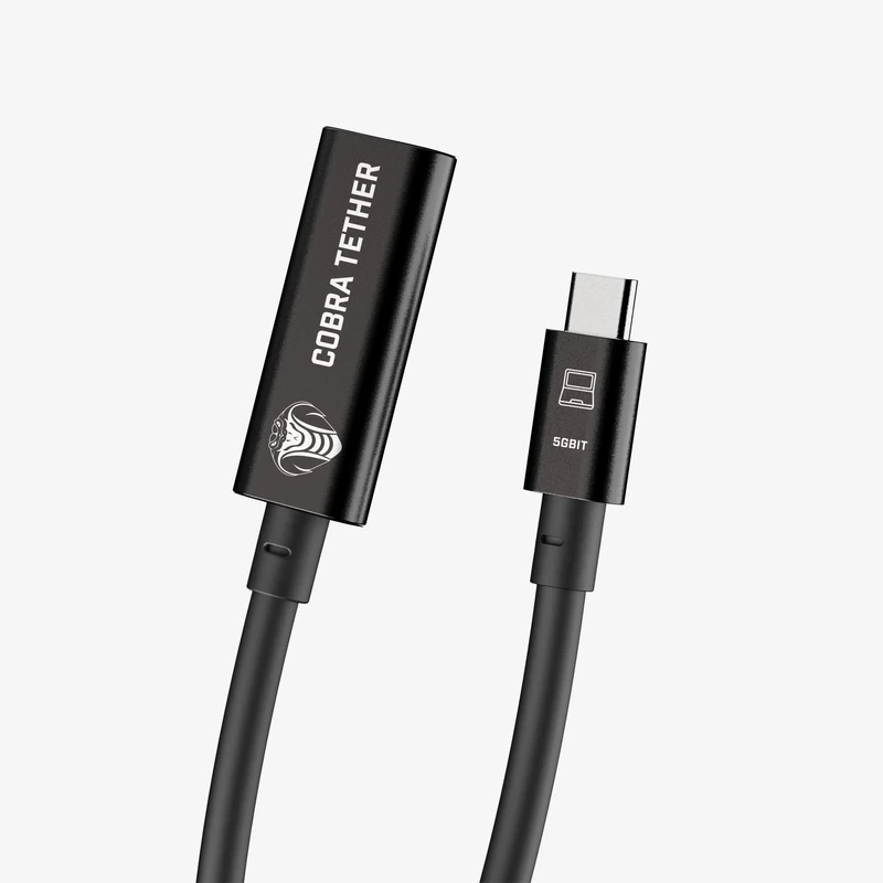 CobraTether USB-C to USB-C Female Cable, Extension, 10 m, Black