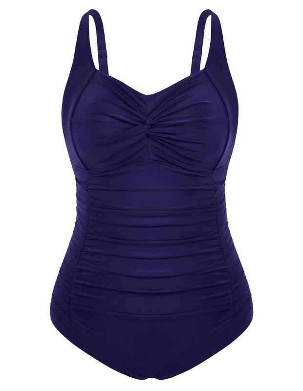 Hanna Nikole One-Piece Swimwear Women Plus Size Tummy Control Push Up One-Piece Swimsuit for Plus-Size Women Dark Blue 16-18