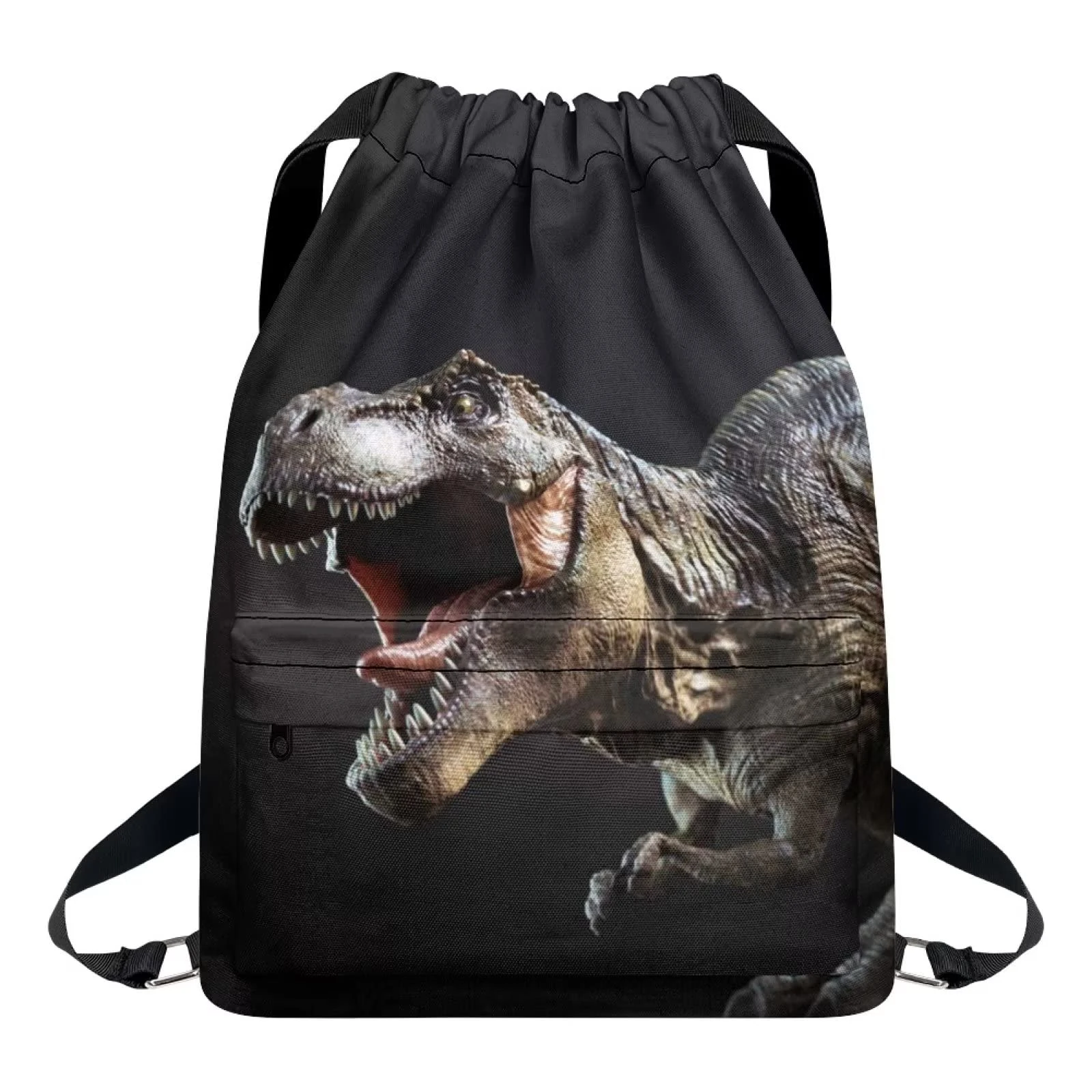 Dolyues Dinosaur Drawstring Bag for Boy Men Waterproof PE Bags for Swimming School Sport Hiking Fitness Sackpack with Zipper Pocket Portable Backpack