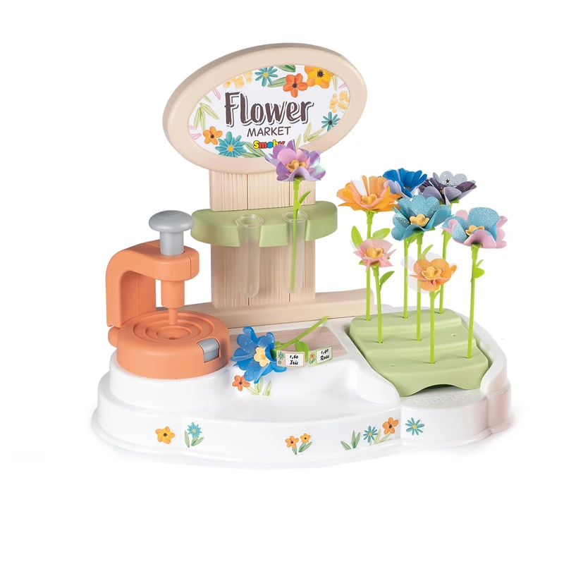 SMOBY FLOWER MARKET – Table top flower market with accessories to make beautiful flowers - educational interactive gift for children from ages 3 4 5 6 7 years old