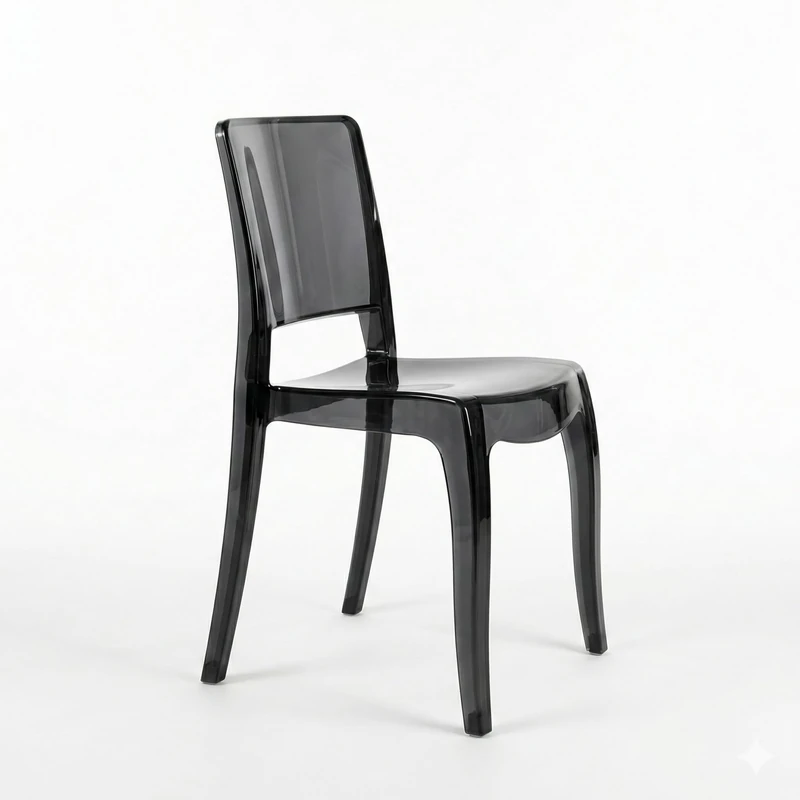 Cribel Set of 4 Chairs in Black Methacrylate Modern Design with Ergonomic Backrest, Elegant and Durable Chair for Kitchen, Living Room and Dining Room 51.5 x 51 x 92 cm