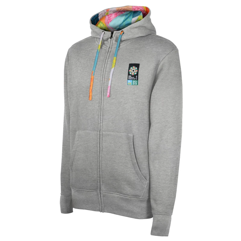 FIFA Official 2023 Women's Football World Cup Adult Event Zipped Hoodie, Heather Grey, Large - Image 1