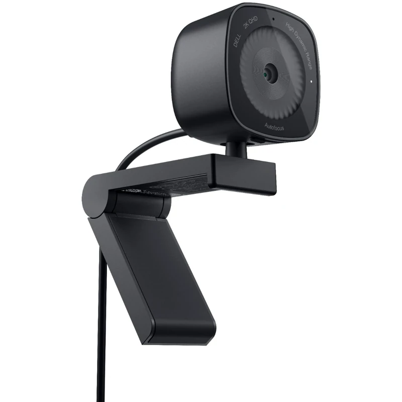 Dell WB3023 1080p Full HD Webcam - 30fps, Auto Light Correction, Noise Reduction Microphones, Wide-Angle Lens, USB-C, Privacy Shutter, Adjustable Mount, Black