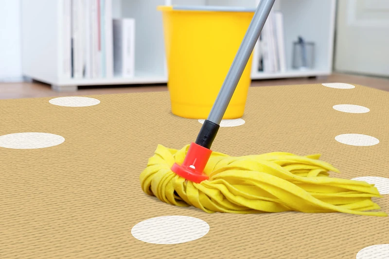 VINILIKO, Vinyl Rug, Mustard Polka Dots 120 x 180