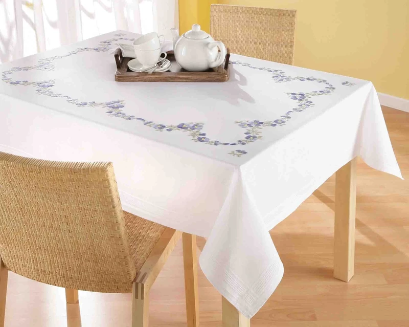 DECO-LINE Forget ME NOT 130X160 Printed Tablecloth Embroidery KIT