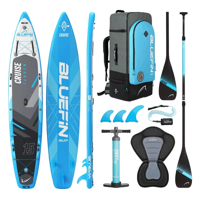 Bluefin SUP Cruise 15' Inflatable Paddle Board | Adult Stand Up Paddleboarding Board| Tandem 15ft Adults Accessories included Paddleboard