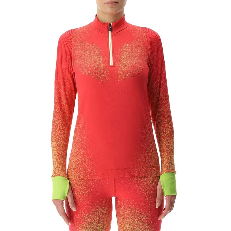 UYN O102124 Running EXCELERATION Long SL.Zip UP T-Shirt Women's Pink/Sunny L