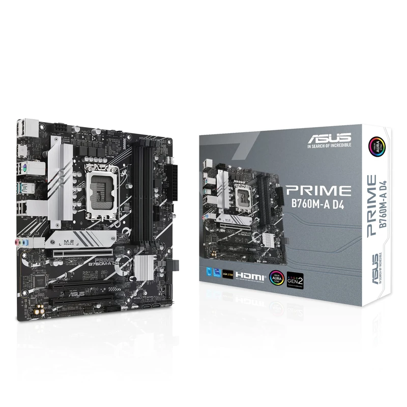 ASUS Prime B760M-A D4-CSM Business Motherboard Socket Intel LGA 1700 (Intel B760, mATX, DDR4 Memory, 2x PCIe 4.0 M.2, Aura Sync)