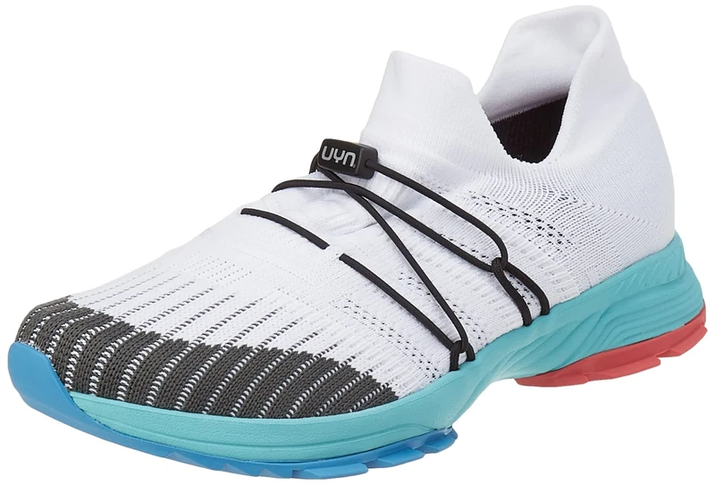 UYN Women's Free Flow Tune Xc Turquoise Sole Sneaker, White/Grey, 4.5 UK