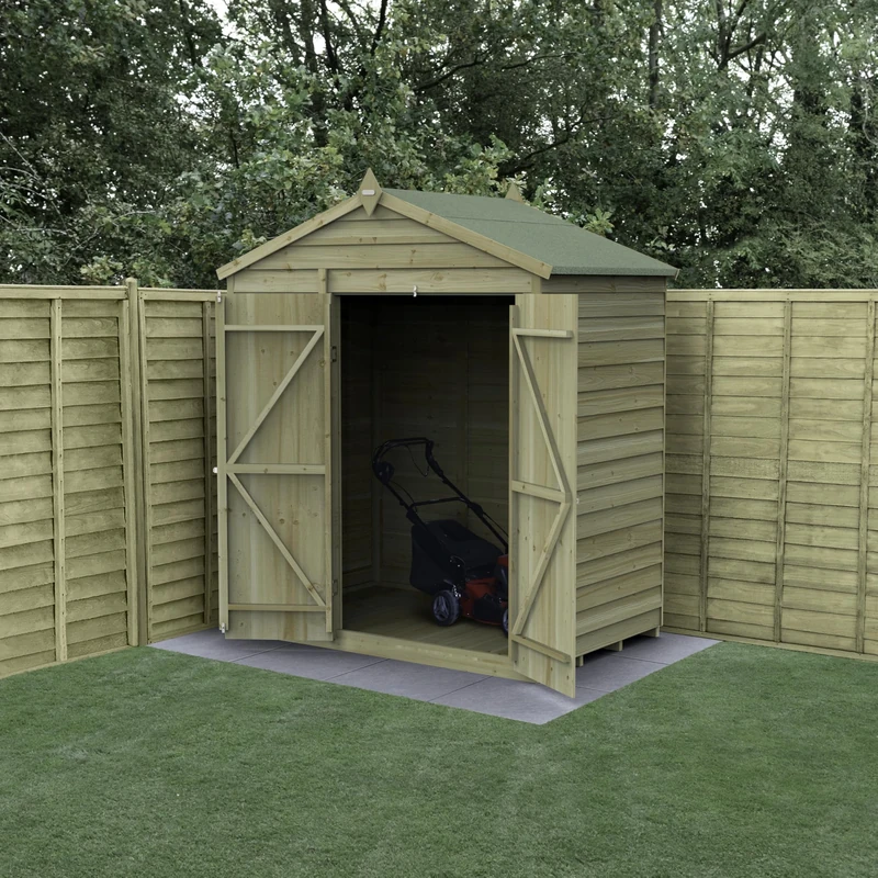 Forest Garden 4LIFE Apex Shed 6x4 - Double Door - No Window