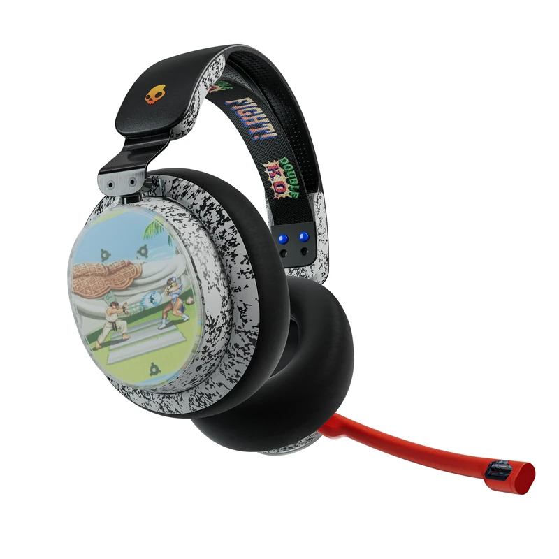 Skullcandy PLYR Multi-Platform Over-Ear Wireless Gaming Headset, Enhanced Sound Perception, 24 Hr Battery, AI Microphone, Works with Xbox Playstation and PC - Street Fighter Edition