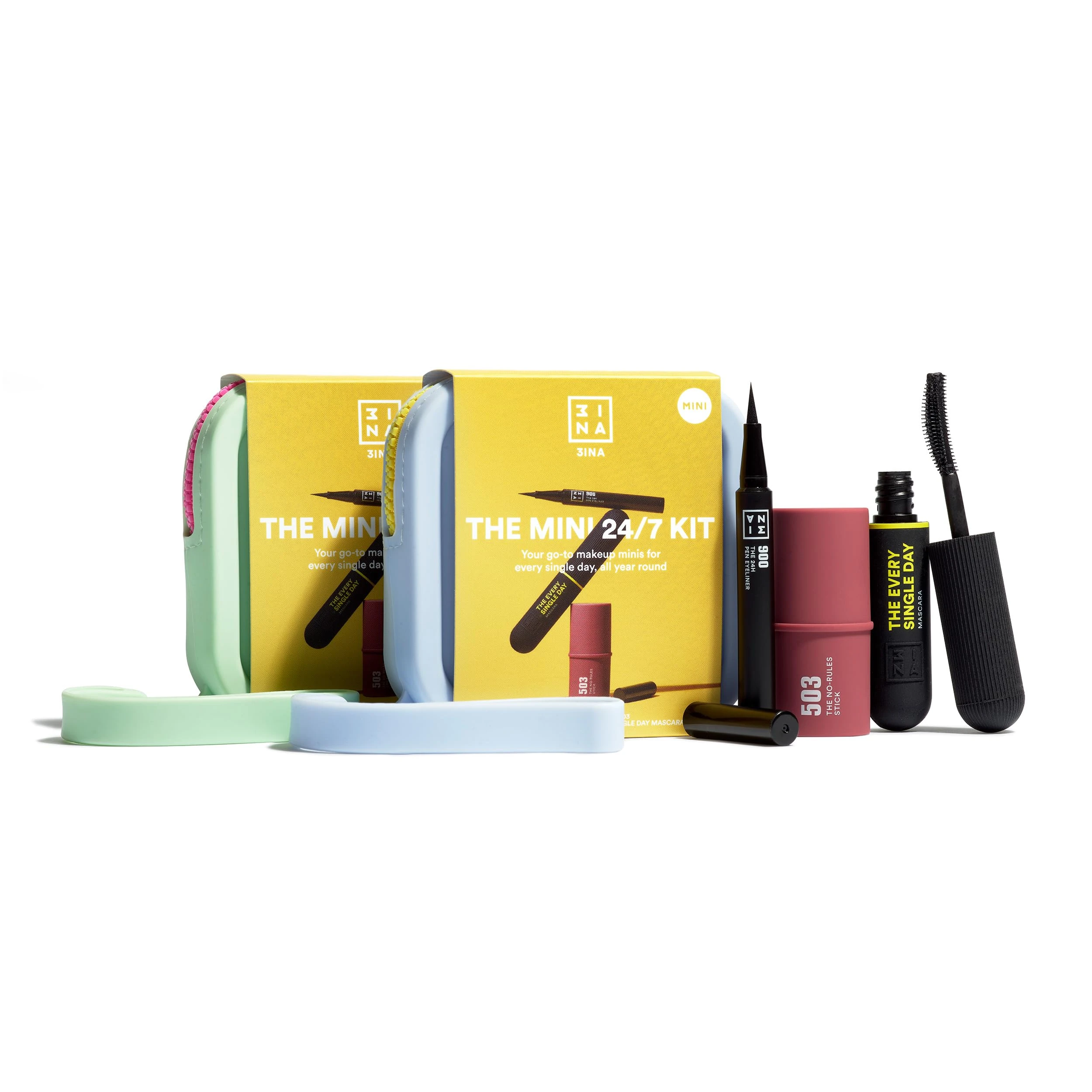 3INA MAKEUP - THE MINI 24/7 KIT - The 24H Pen Eyeliner 900 mini + The Every Single Day Mascara mini + The No-Rules Stick 503 mini - Makeup Kit - Travel Size