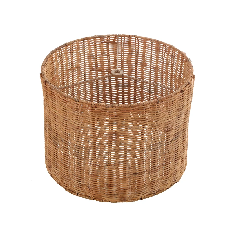 Aspen Creative 31604, Natural Rattan Spider Drum Shade, 12" Top x 12" Bottom x 9" Height