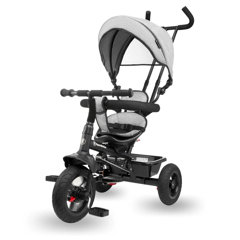 HyperMotion Baby Trike with Parent Handle & Canopy - Convertible Toddler Push Along Tricycle for 1-4 Year Old, Adjustable Bar, Foldable Footrest & Storage Basket - 20kg Capacity