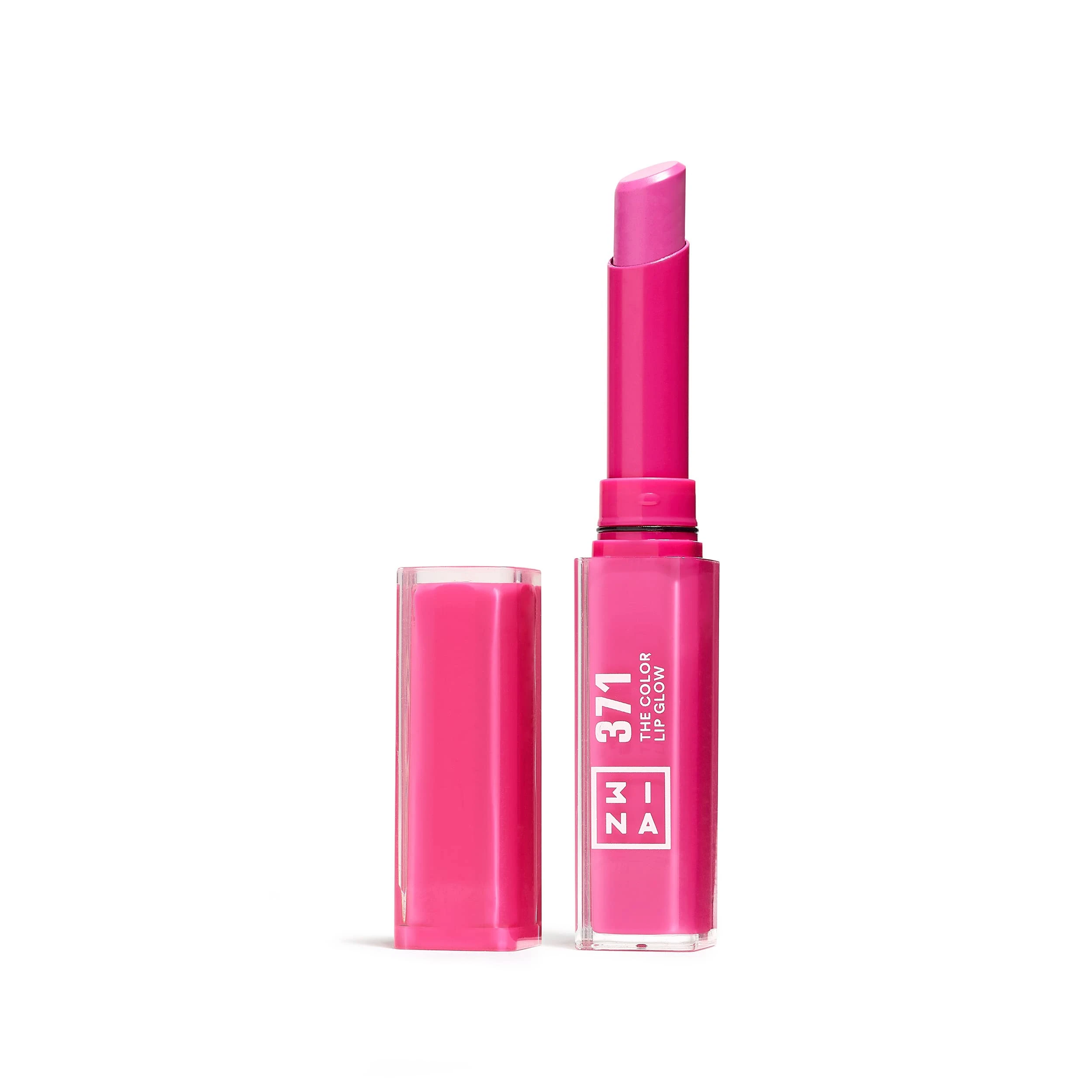 3INA MAKEUP - The Color Lip Glow 371 - Hot Pink Colour Lip Balm with Shea Butter to Moisturise the Lips - Shiny and Glowy Colour Lipstick - Highly Pigmented Lip Colour