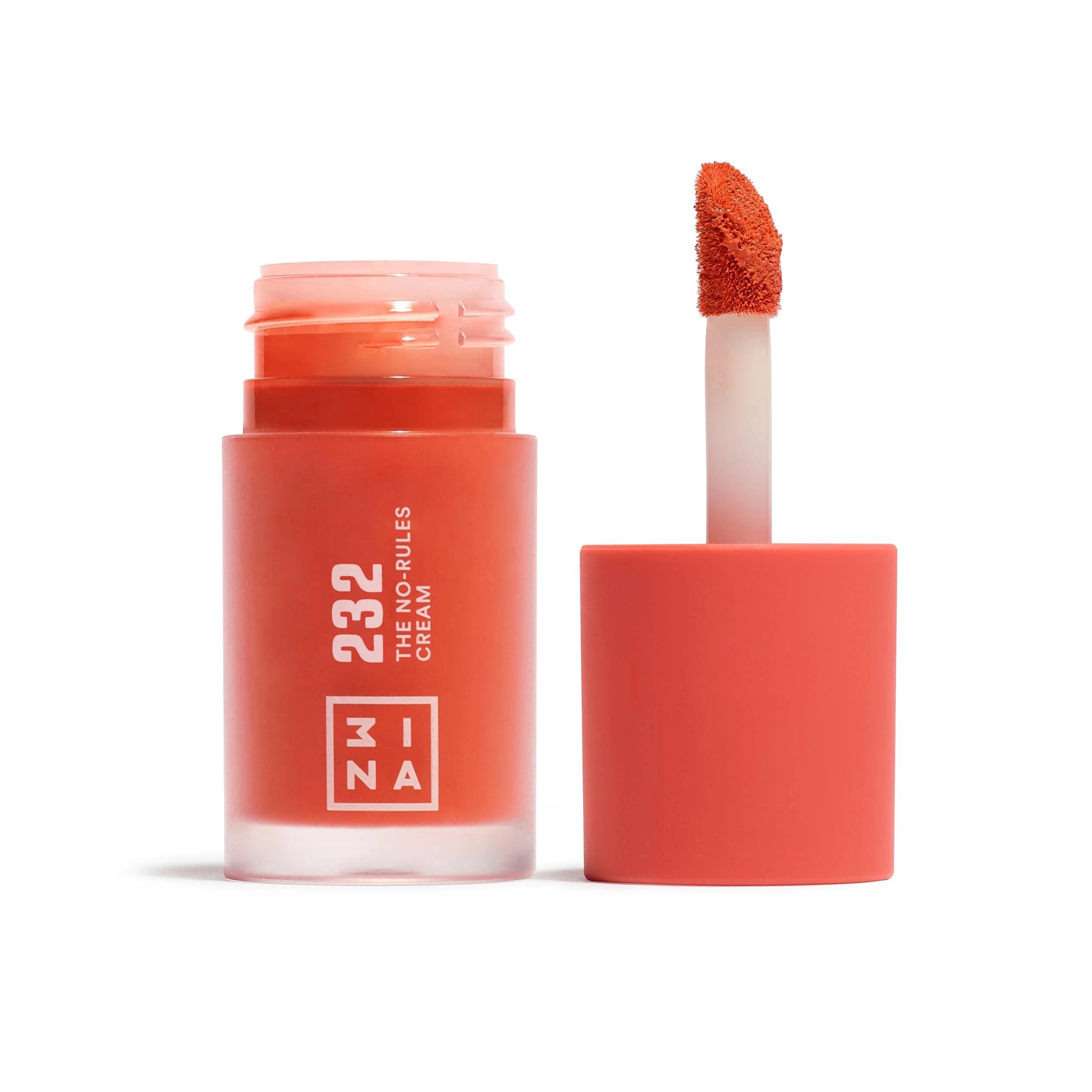 3INA MAKEUP - The No-Rules Cream 232 - Coral Red Liquid Blush Matte for Sensitive Eyes Lips & Cheeks with Sweet Almond Oil - Cream Blush for a Natural Finish - Vegan - Cruelty Free