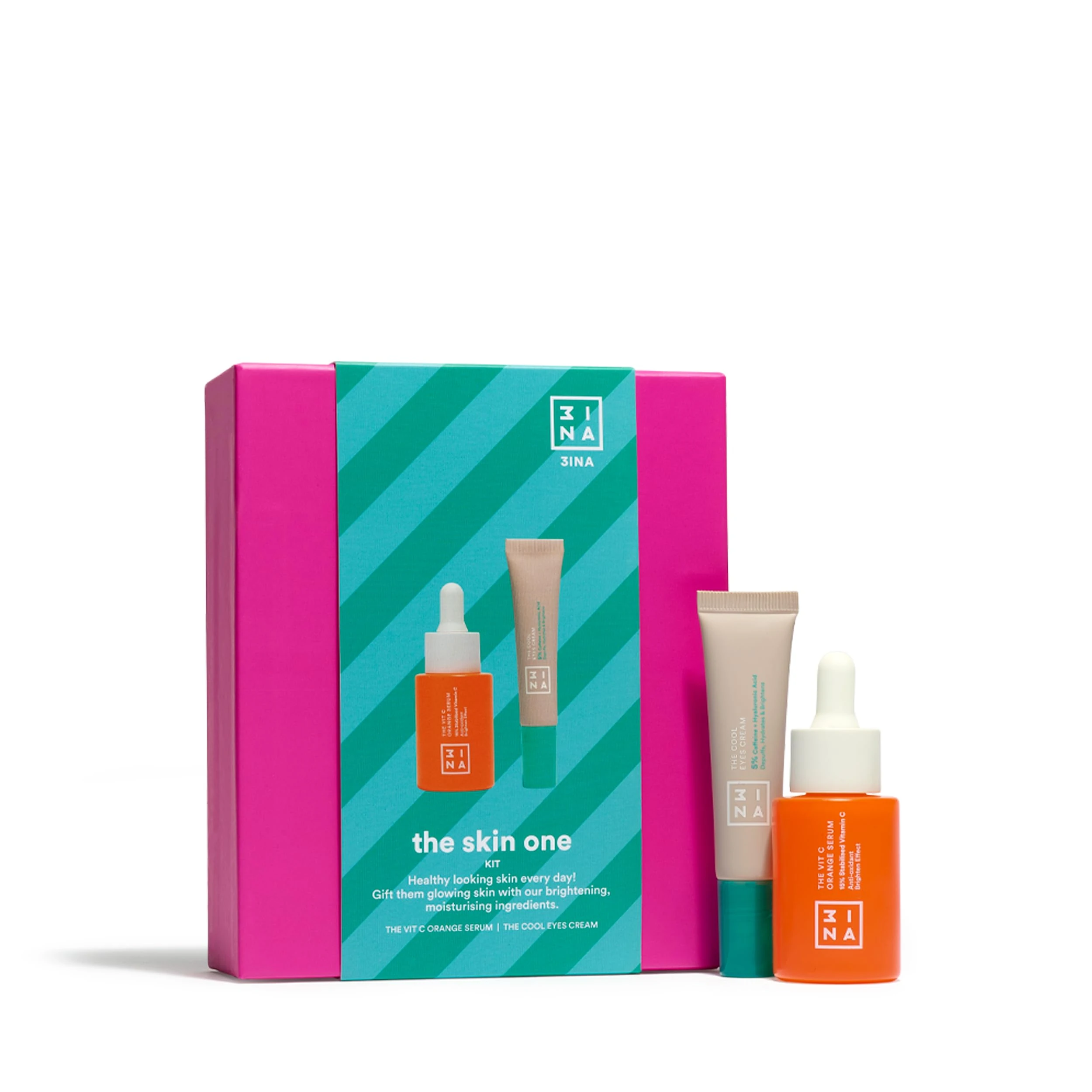 3INA MAKEUP - The Skin One Kit - Morning Routine Skincare Kit - Vitamin C Serum + Undereye Cream w Caffeine - Skincare Set